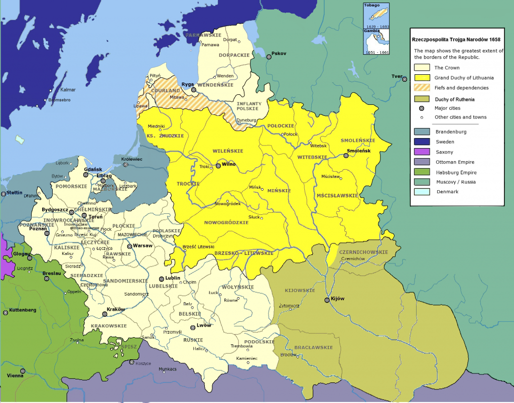 Великое княжество Литовское, Русское и Жемайтийское: историческая карта и достопримечательности